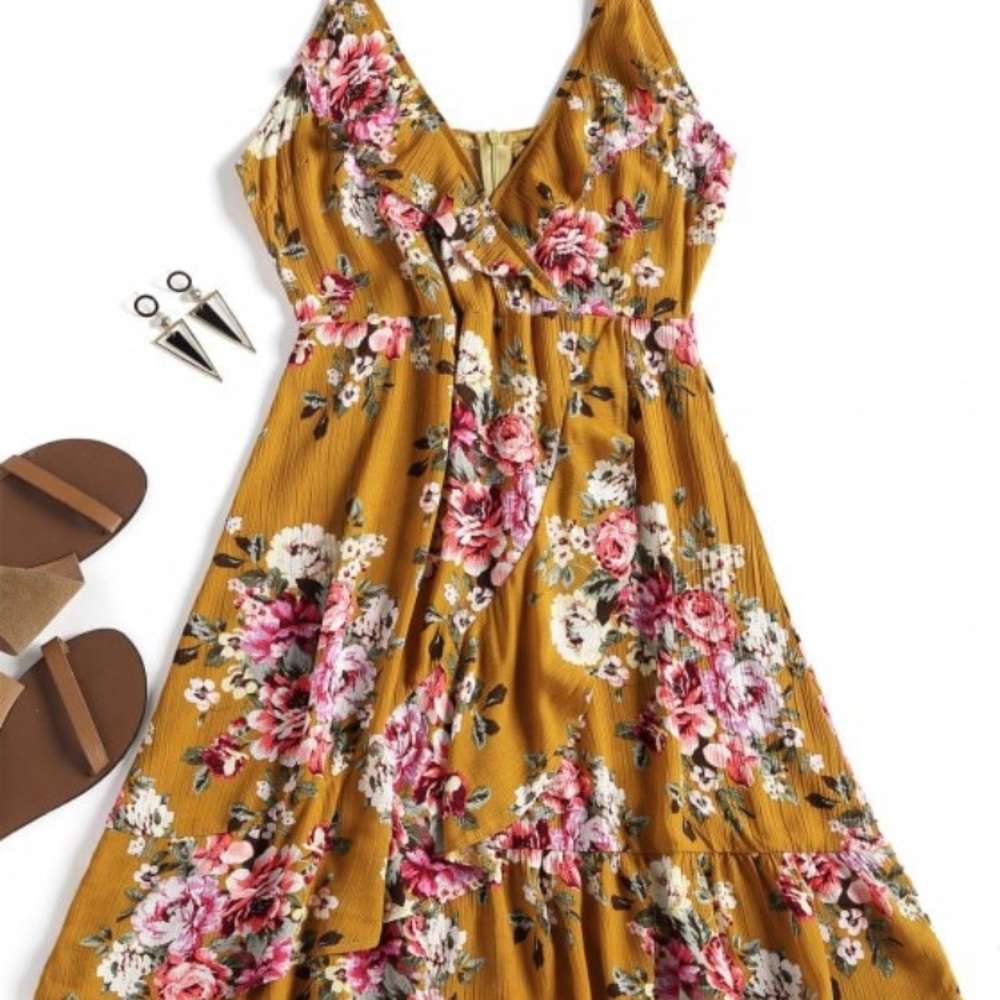 Zaful Floral Ruffles Slip Dress *NEW*
